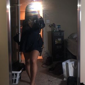 Altar’d State Blue Satin Longsleeve Romper